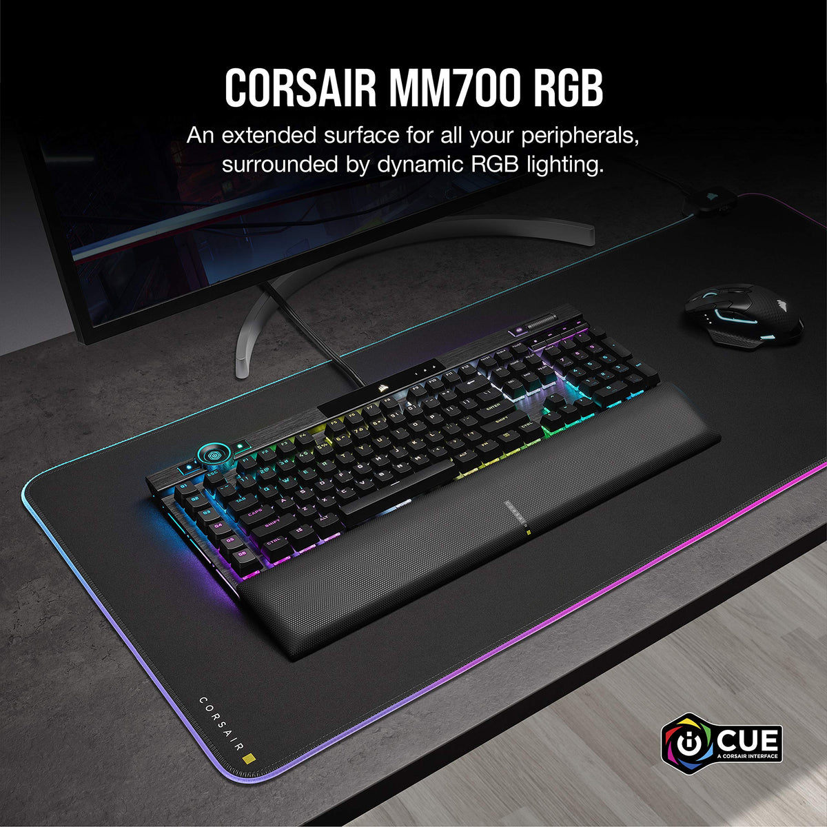 XXL RGB Gaming Desk Mat with Dual USB Hub