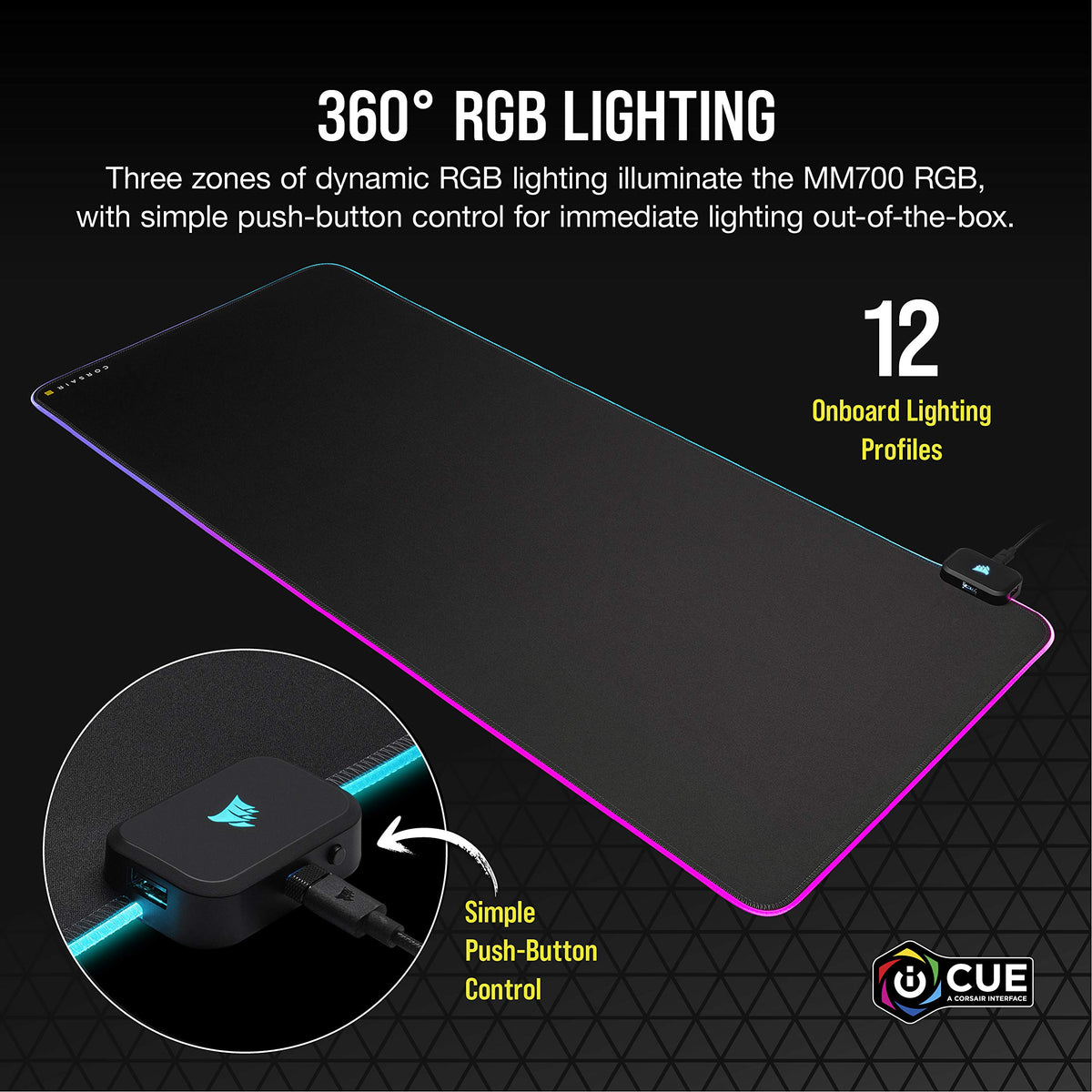 XXL RGB Gaming Desk Mat with Dual USB Hub