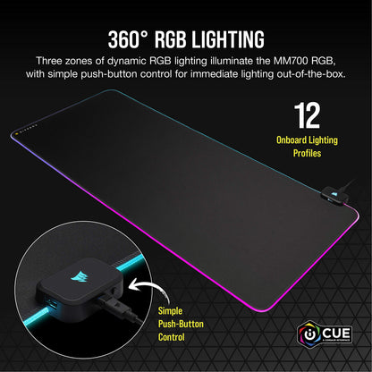 XXL RGB Gaming Desk Mat with Dual USB Hub