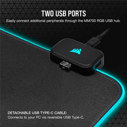 XXL RGB Gaming Desk Mat with Dual USB Hub